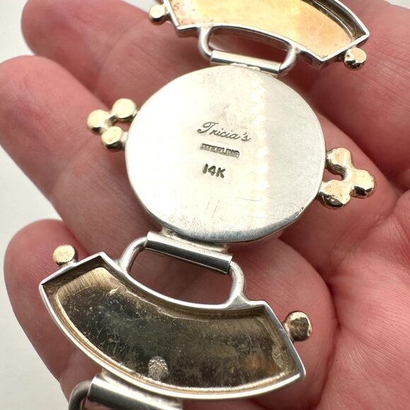 Rare Tricia Young 14K Gold Sterling Silver Pearl Garnet Bracelet - Picture 6 of 9